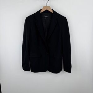 Talbots Blazer Women 4 Black Ponte Knit Two Button Professional Career